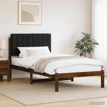 vidaXL Bedframe met gestoffeerd hoofdbord Donkerbruin en, Verzenden