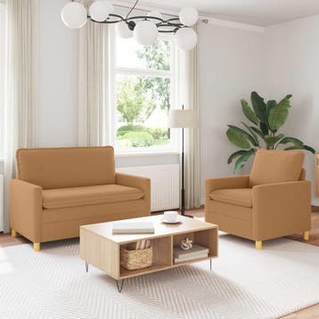 vidaXL bank / zetelstel 2 st Beige Stof, Huis en Inrichting, Zetels | Zetels, Verzenden, Nieuw
