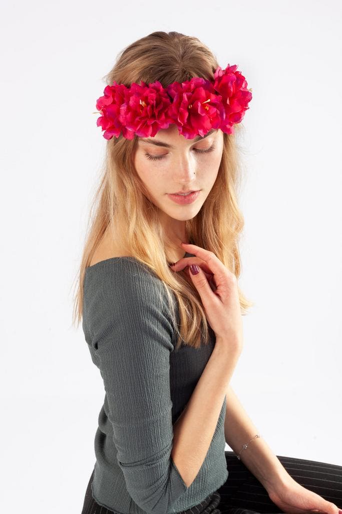 KIMU® Bloemenkrans Haar Hibiscus Roze Hawaii Bloemen Haarban, Kleding | Dames, Carnavalskleding en Feestkleding, Nieuw, Ophalen of Verzenden