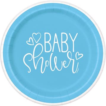 Baby Shower Borden Blauw 23cm 8st, Verzenden