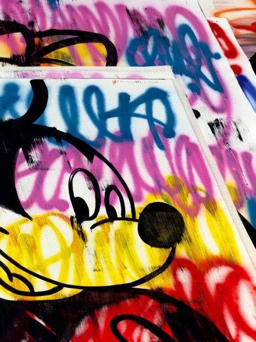 LAPSUS (1990) - Michey Mouse Graffiti, Antiquités & Art, Art | Peinture | Moderne