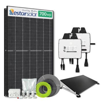 Zonnepanelen pakket voor platdak - 1.4 kW - 2x 700, Doe-het-zelf en Bouw, Zonnepanelen en Toebehoren, Ophalen of Verzenden, Nieuw