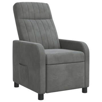vidaXL Recliner Donkergrijs fluweel, Verzenden