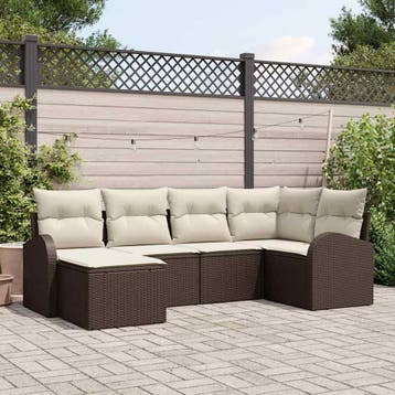 vidaXL Tuinbank Set 6 st Bruin poly rattan, Verzenden, Nieuw