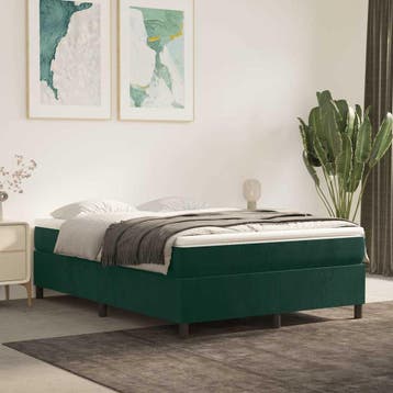 vidaXL Boxspring bed 140x200 cm fluweel donkergroen, Verzenden, Nieuw
