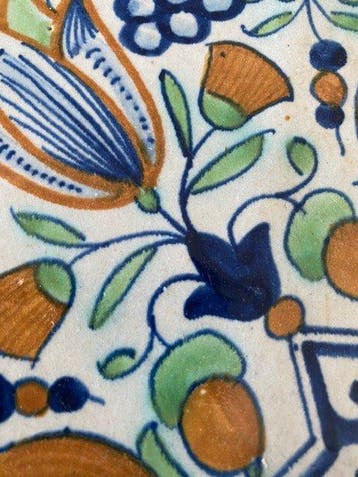 Carreau - Delft - 1600-1650 - Carreau antique Étoile Tulipe