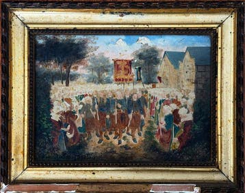 Jules Breton (1827-1906) - Scène de procession, Antiek en Kunst