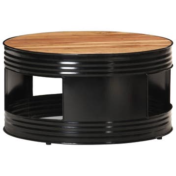 vidaXL Salontafel 68x68x36 cm massief acaciahout zwart, Verzenden