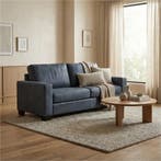 Leren bank Energy - 2,5 zits - Kenia Denim (blauw) - Poten, 150 tot 200 cm, Nieuw, Ophalen of Verzenden, Modern