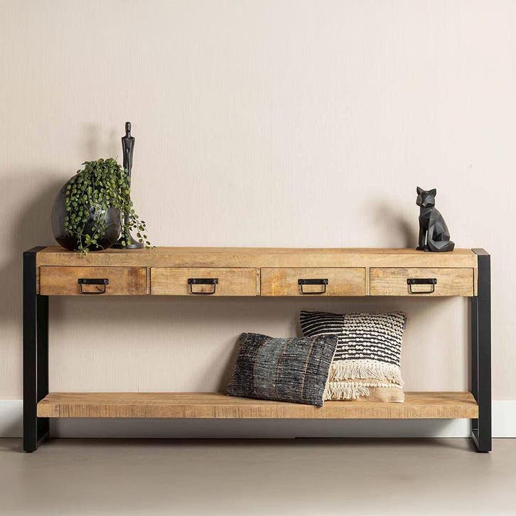 Mangohout Sidetable Britt 180 cm, Huis en Inrichting, Tafels | Sidetables, Nieuw, Overige houtsoorten, Verzenden