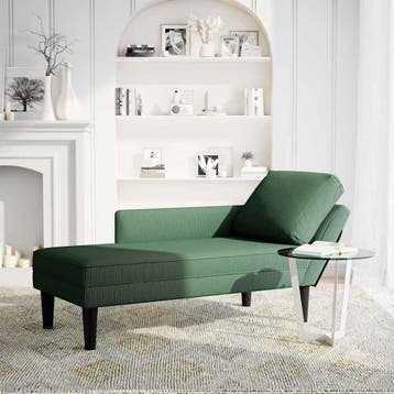 vidaXL Chaise longue met kussen corduroy stof donkergroen, Verzenden, Nieuw