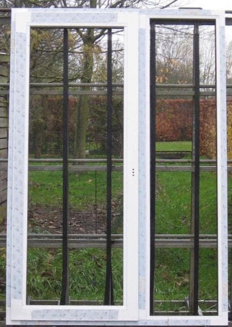 pvc terrasraam , raam , chassis 160 x 235 wit /zwart 9005, Doe-het-zelf en Bouw, Raamkozijnen en Schuifdeuren, Inclusief glas