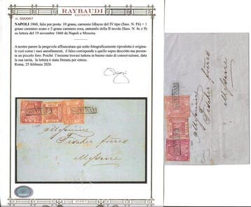 Anciens états italiens - Naples 1860 - Faux par courrier sur