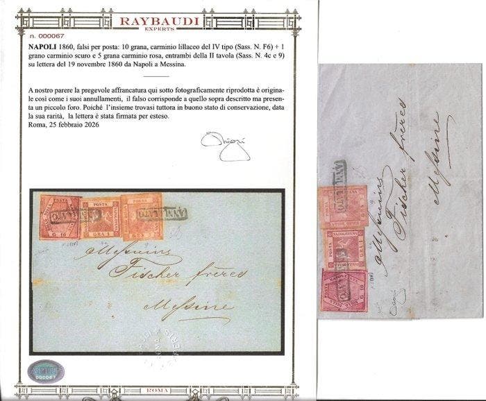 Anciens états italiens - Naples 1860 - Faux par courrier sur, Postzegels en Munten, Postzegels | Europa | Italië