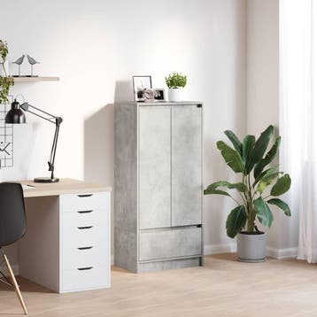 vidaXL Kast met lade 55,5x34x119,5 cm spaanplaat betongrijs, Verzenden, Nieuw