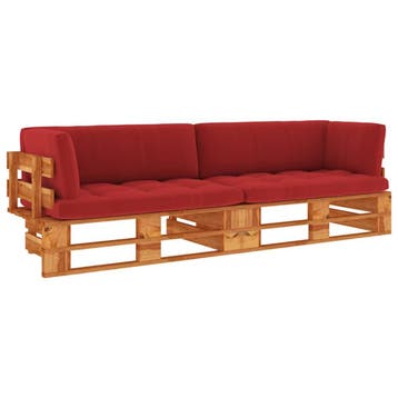 vidaXL Tweezitsbank pallet met kussens honingbruin, Verzenden, Nieuw