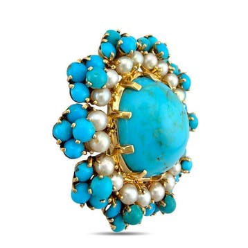 Broche - 14 carats Or jaune, Exclusif pendentif-broche en or, Handtassen en Accessoires, Antieke sieraden