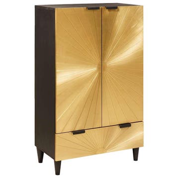 vidaXL Bijzetkast Zwart en Goud 60 x 33,5 x 100 cm Massief, Huis en Inrichting, Verzenden, Nieuw