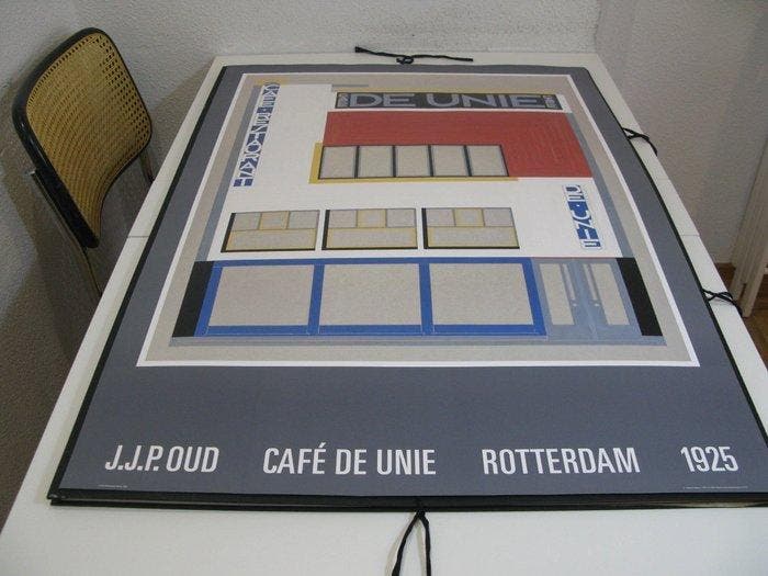 J.J.P. OUD - Café De Unie, Rotterdam, 1925, Antiek en Kunst, Kunst | Tekeningen en Fotografie