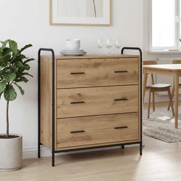 vidaXL Dressoir Artisanaal eiken 97 x 33 x 81 cm Bewerkt, Verzenden, Nieuw