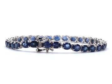Armband - 14 karaat Witgoud - 14.30ct. tw. Saffier, Nieuw