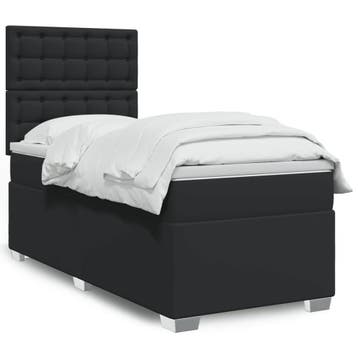 vidaXL Boxspring met matras kunstleer zwart Single, Verzenden