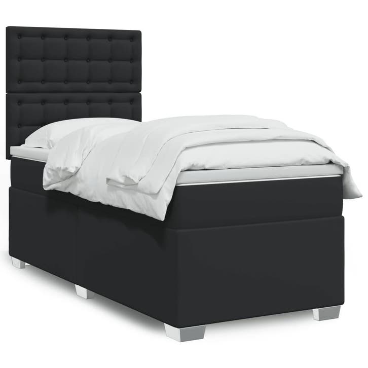 vidaXL Boxspring met matras kunstleer zwart Single, Maison & Meubles, Chambre à coucher | Lits, Envoi