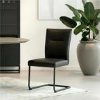 Set van 8 Leren eetkamerstoelen Retro - Hermes Nero (zwart), Ophalen of Verzenden