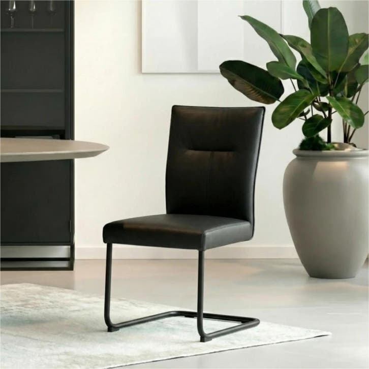 Set van 8 Leren eetkamerstoelen Retro - Hermes Nero (zwart), Maison & Meubles, Chaises, Enlèvement ou Envoi