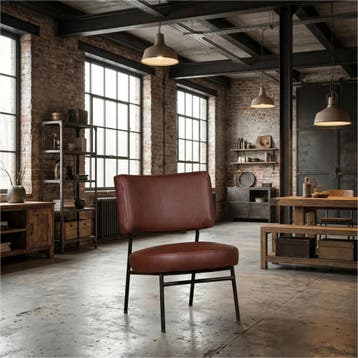 Leren fauteuil Rondo - Granada Cognac (donkercognac), Ophalen of Verzenden