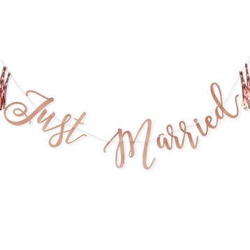 Rose Gouden Slinger Just Married 1,5m, Hobby en Vrije tijd, Feestartikelen, Verzenden, Nieuw