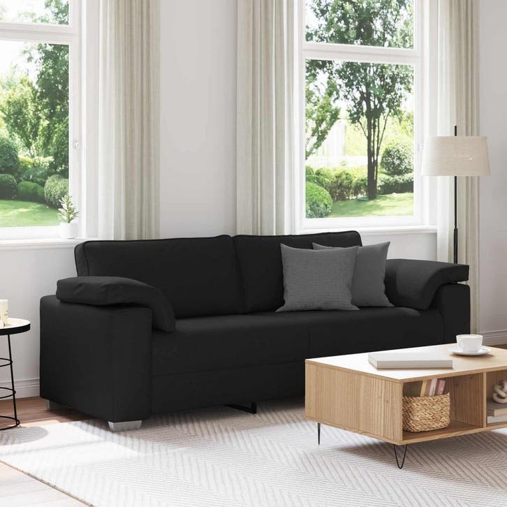 vidaXL 3-Zits Sofa Zwart 220 cm Stof, Maison & Meubles, Canapés | Salons, Envoi