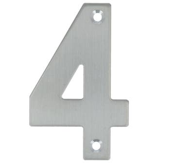 Huisnummer 4 opschroefbaar 100 mm rvs, Nieuw, Overige materialen, Klink of Kruk