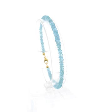 Gouden kralenarmband met aquamarijn (Schakelarmband), Gebruikt, Ophalen of Verzenden, Met edelsteen, Goud