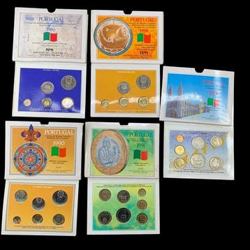Portugal. 5 Brilliant Uncirculated Escudos Coins - Year Sets