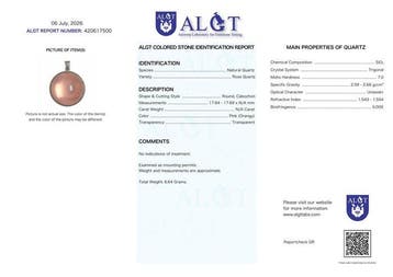 Sans réserve - ALGT Certifié - Pendentif en quartz rose, Collections