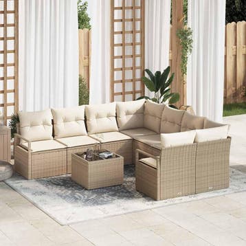 vidaXL Bankstel 9 st 8-Aantal zitplaatsen Beige en Crème, Verzenden