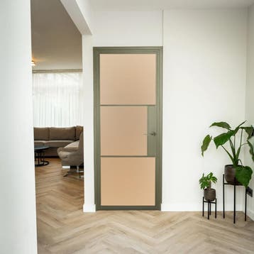 Stalen Binnendeur 3 Vlaks Olijfgroen Matglas Met slot, Binnendeur