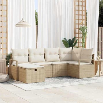 vidaXL Bankstel 6 st 6-Aantal zitplaatsen Beige en Crème, Verzenden, Nieuw