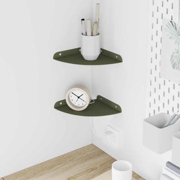 vidaXL Hoek Plank 2 st Olijf Groen 18 x 18 x 2 cm, Verzenden