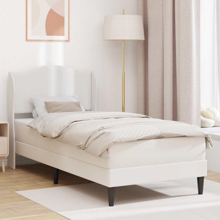 vidaXL Bedframe met hoofdeinde Wit 90 x 190 cm Kunstleer, Huis en Inrichting, Slaapkamer | Bedden, Nieuw, Verzenden