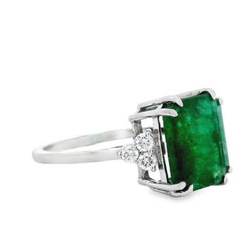 Ring Platina - 3.49ct. tw. Smaragd - Diamant, Nieuw