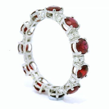 Bague Platine - 2.30ct. tw. Rubis - Diamant