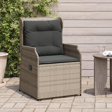 vidaXL Tuinstoelen 2 st verstelbaar met kussens poly rattan, Verzenden