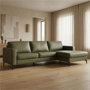 Leren hoekbank Match - 2.5-zits arm links + Longchair arm, Ophalen of Verzenden