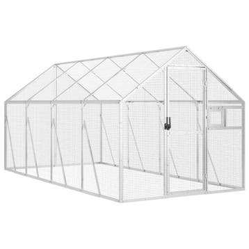 vidaXL Volière 1,79x4x1,85 m aluminium zilverkleurig, Verzenden, Nieuw