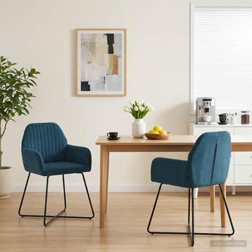 vidaXL Eetstoelen 2 st fluweel Blauw 55 x 50 x 84 cm, Verzenden, Nieuw