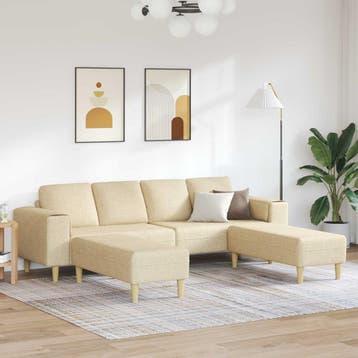 vidaXL Woonkamerbank / zetel 3 st Crème Polyester, Verzenden
