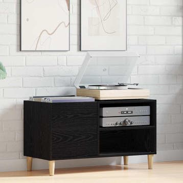 vidaXL Platenkast 84,5 x 38 x 48 cm Bewerkt hout Zwart eiken, Verzenden