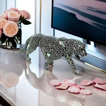 Decoratief ornament - Leopard Sculpture Modern Geometric, Antiek en Kunst